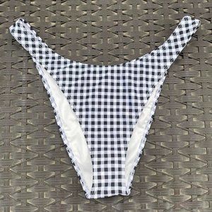 Gingham High Legged Bathing Suit, Bikini Bottoms